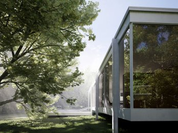 Farnsworth House par Mies van der Rohe, Ext_Peter Guthrie