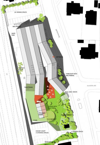 Dorte Mandrup + Cebra_Youth Recreation & Culture Center /Site plan.