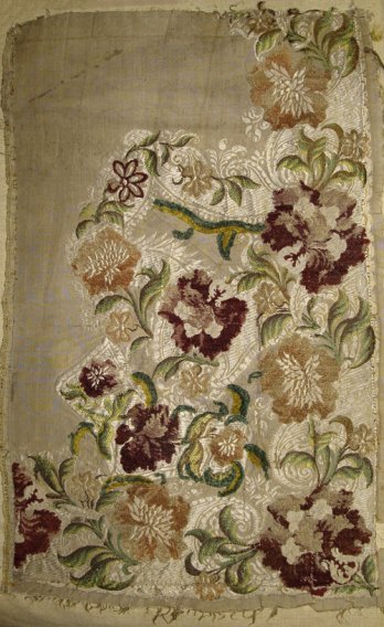 Connections/Fabric fragment (with drawing woven in) for male waistcoat, Silk_1730-1740.